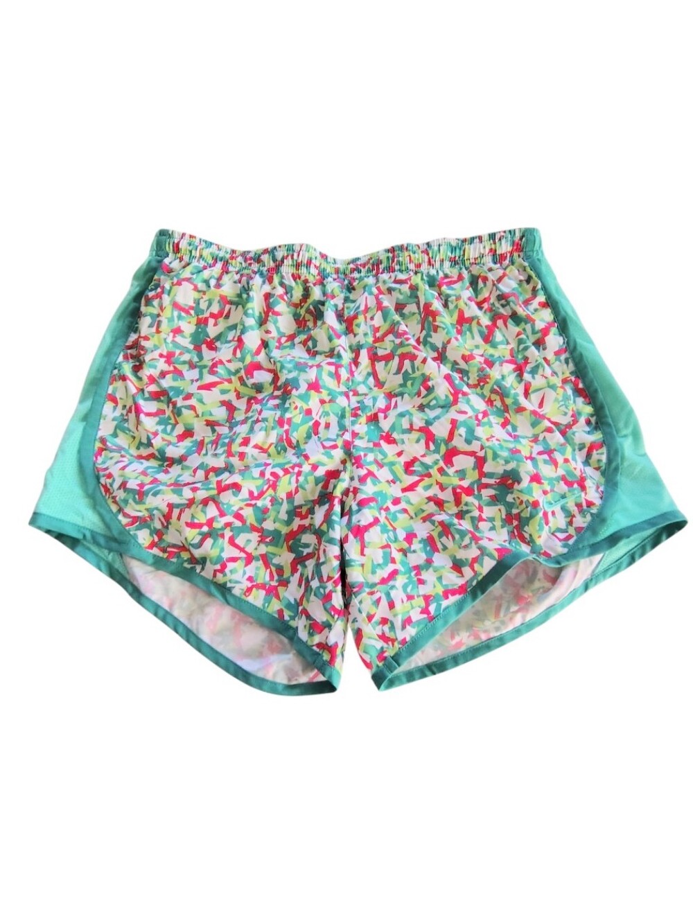 Nike Dri Fit Breathable Mesh Teal Red Paint Splatter Athletic Shorts Size XL